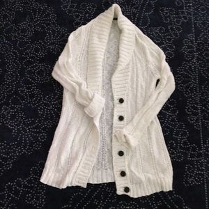 J Crew white button cardigan